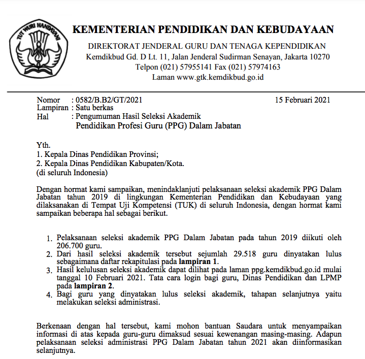 Cek Hasil Seleksi PPG SIMPKB